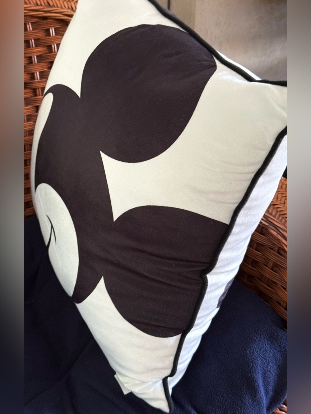DISNEY MICKEY MOUSE Black & White Large Plush-Feel Pillow Like-New - Picture 4 of 9